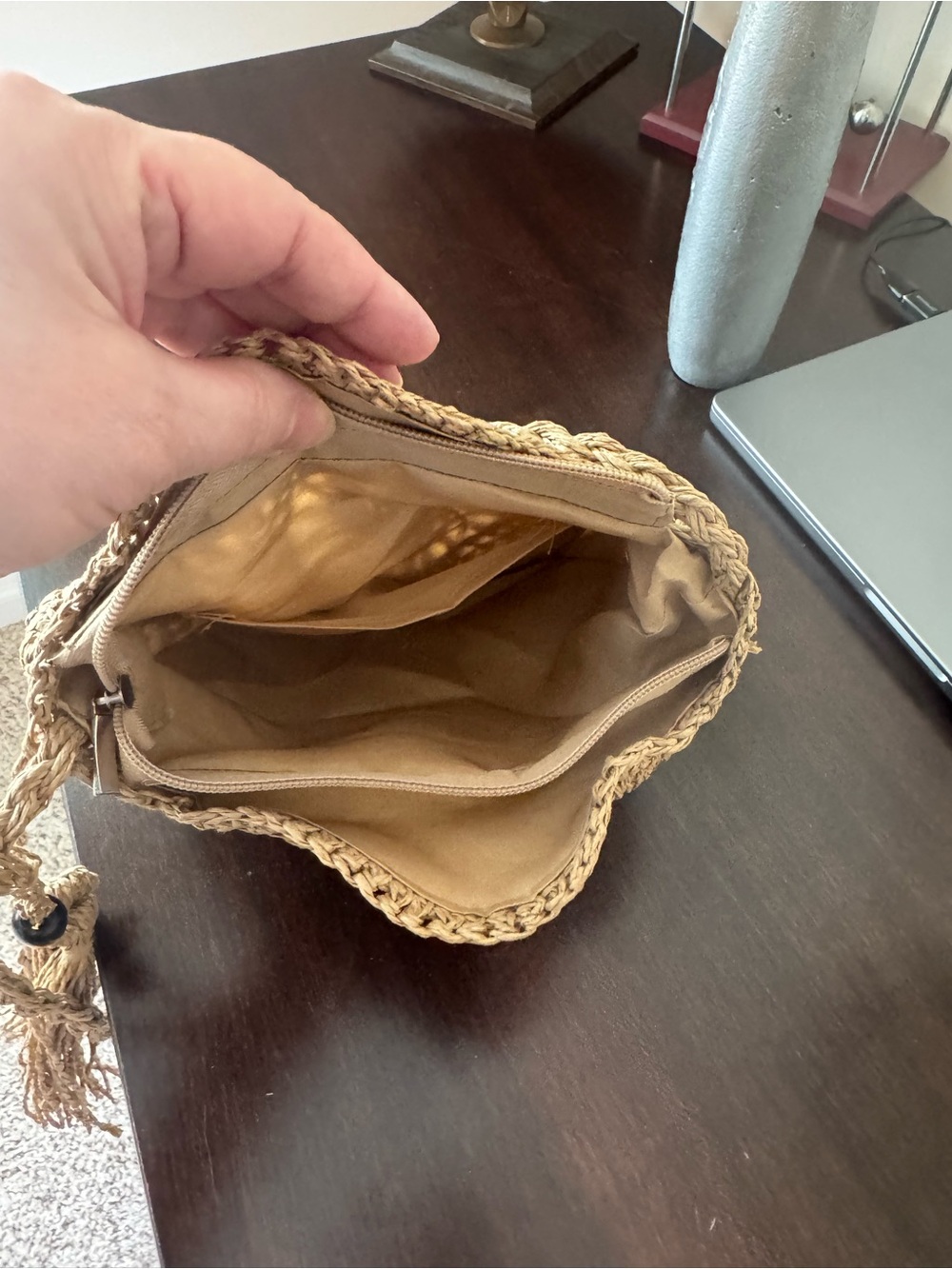 Handwoven Round Straw Crossbody Bag | Summer Woven Beach Purse - Picture 9 of 9